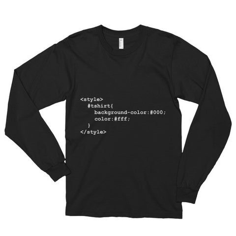 White on Black CSS Designer Longsleeve Unisex Shirt